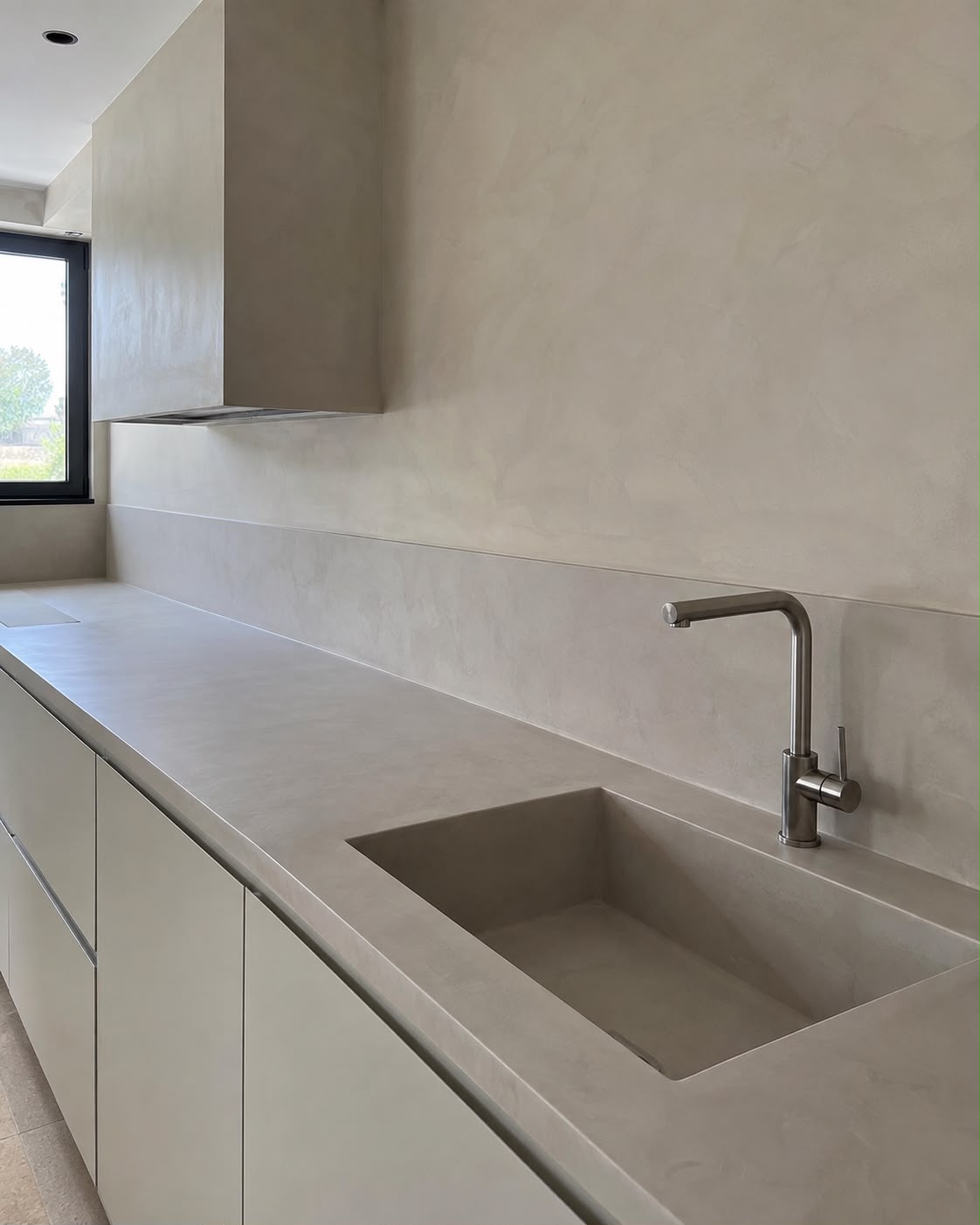 Trabajo de microcemento en cocinas y encimeras realizado por Micronova 3