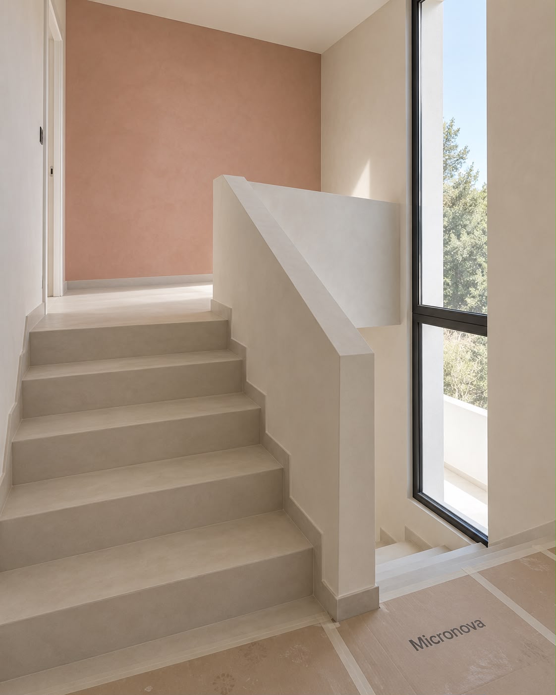 Trabajo de microcemento en escaleras realizado por Micronova 3