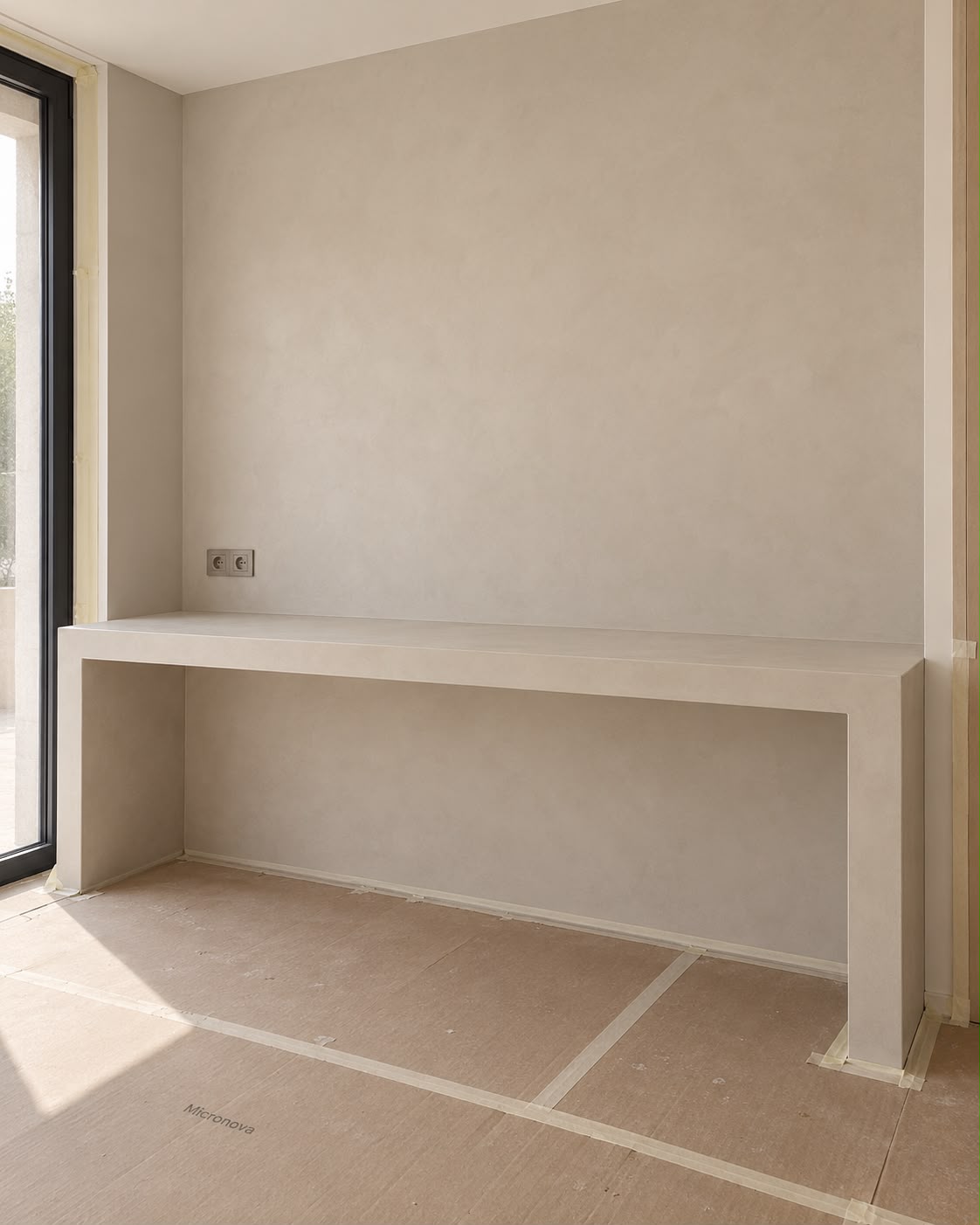 Trabajo de microcemento en muebles y superficies decorativas realizado por Micronova 3